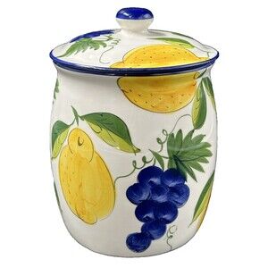 Vtg Jay Wilfred Andrea by Sadek Large Ceramic Fruit Canister with Lid Portugal